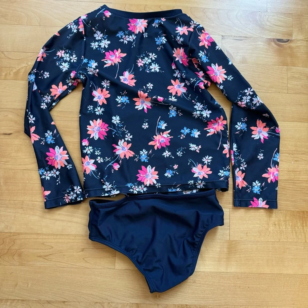 GAP Kids Navy Floral Swim Rashguard Set